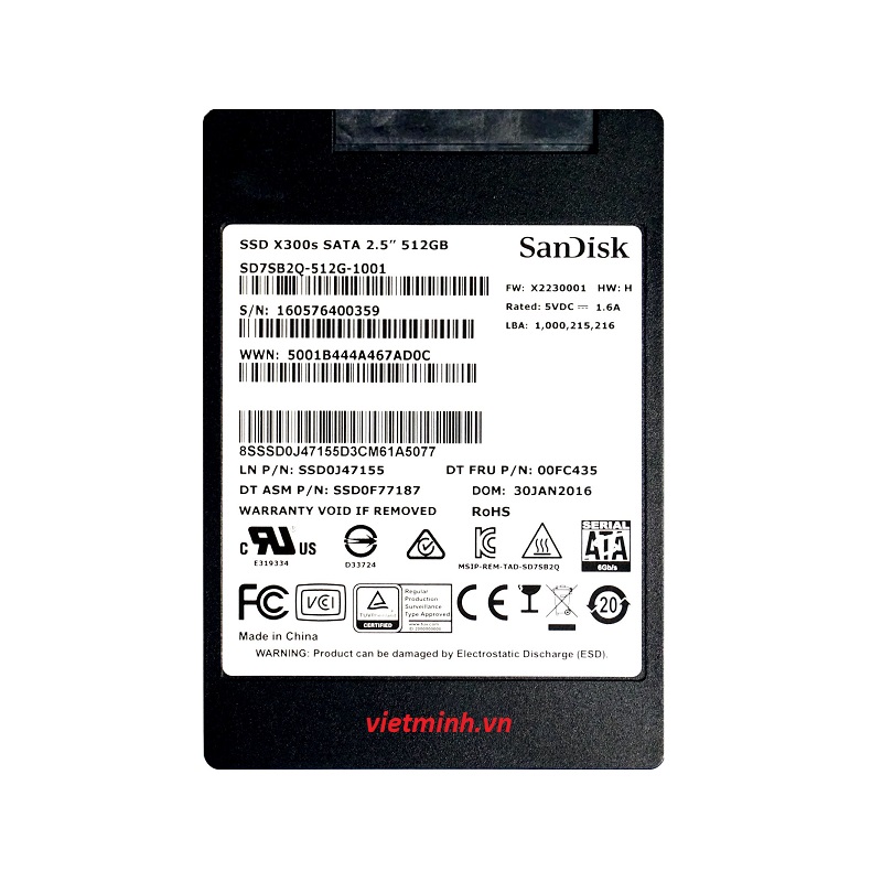 SSD Sandisk X300s 512Gb đẹp như mới